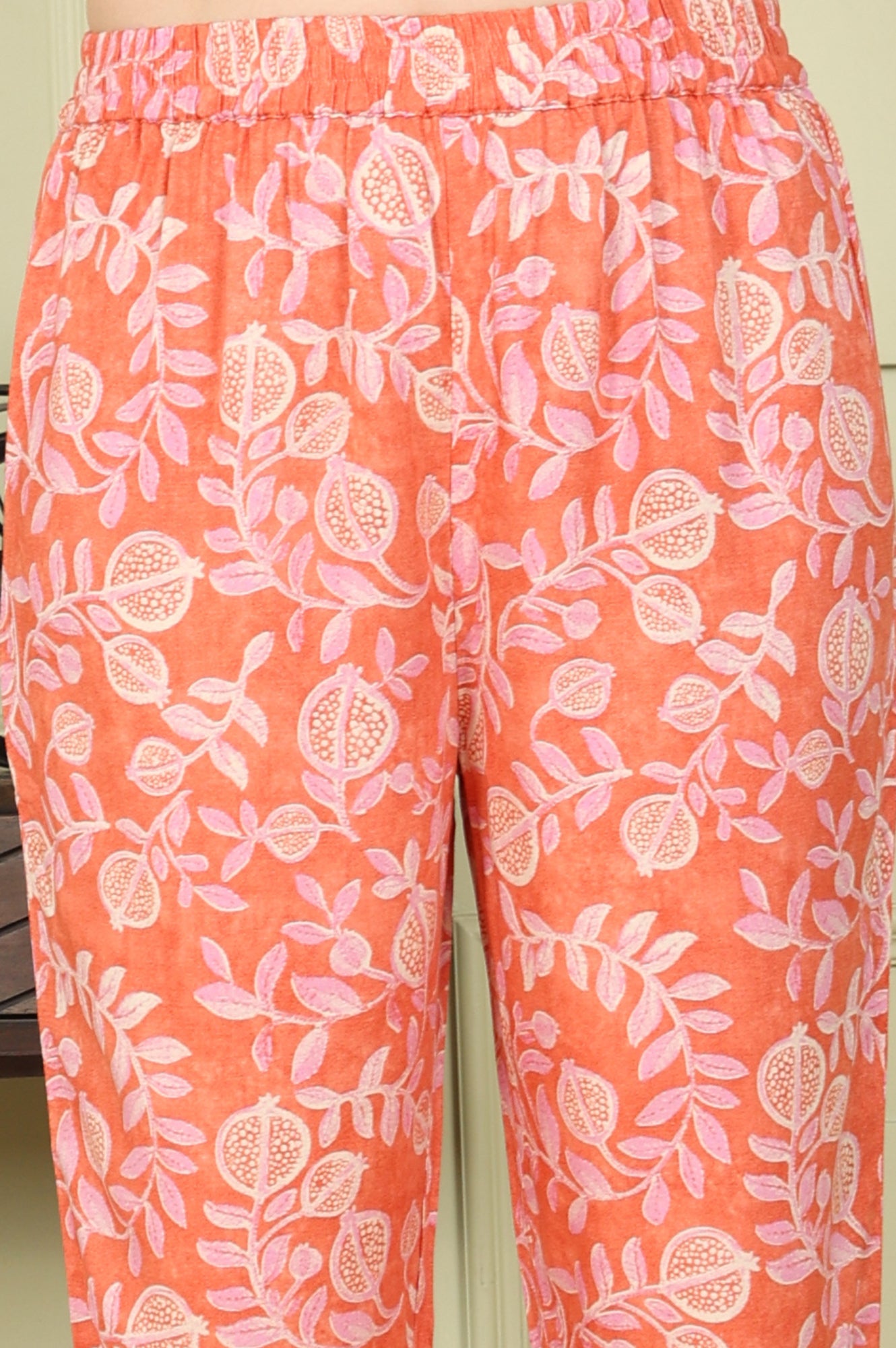 Tangy Orange Floral Printed Breezy Rayon Kurta, Pants Co-Ord Set With Dupatta