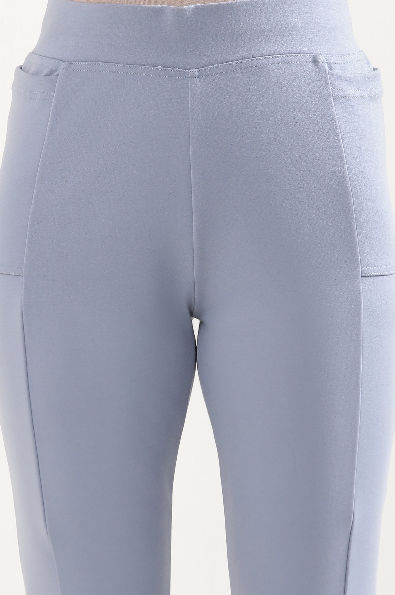 Blue Solid Flared Pants With Elasticated Waist