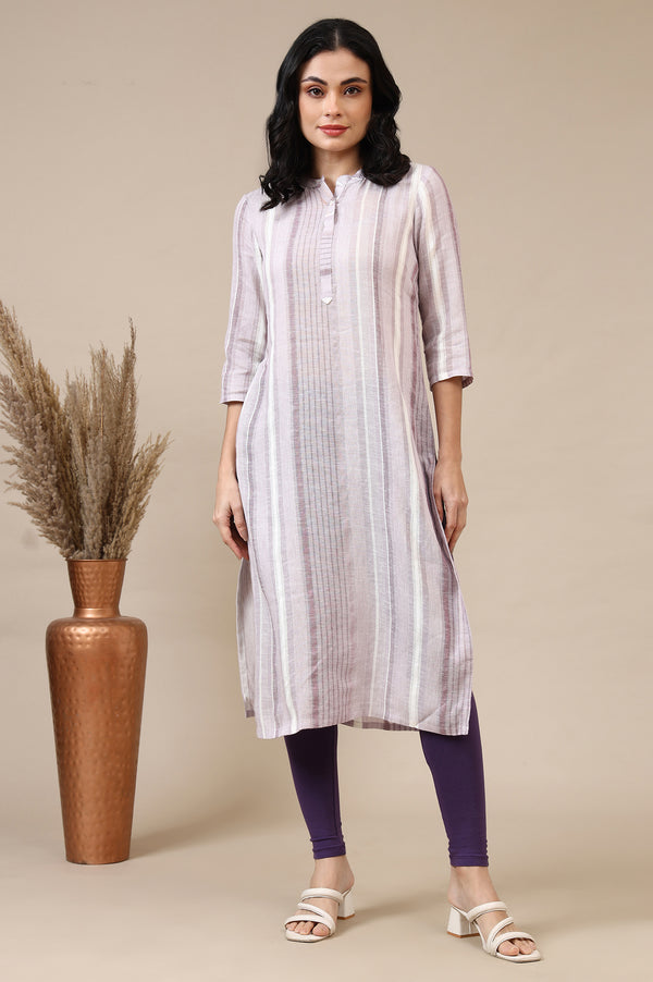 Purple Solid Skinny Fit Cotton Leggings With Elasticated Waist