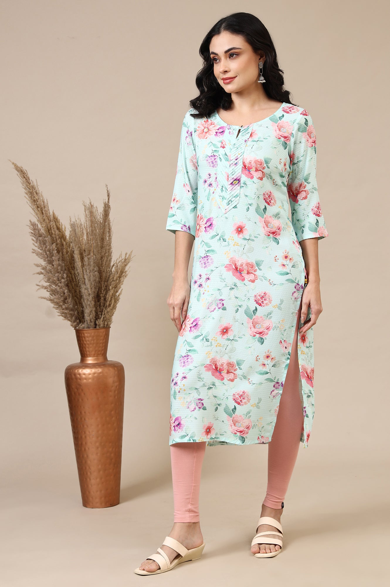 Pink Solid Skinny Fit Cotton Leggings With Slip On Closure