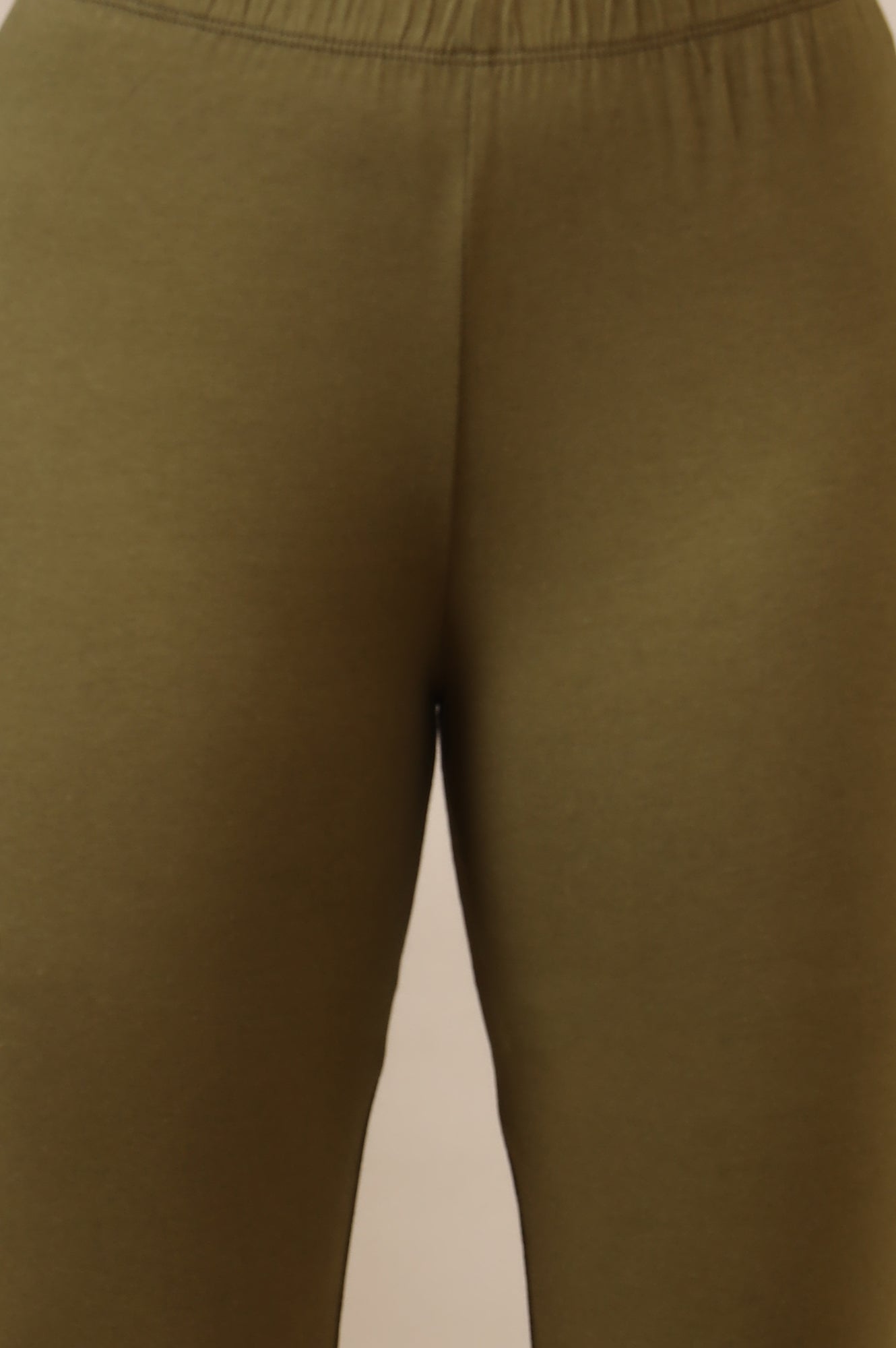 Green Solid Skinny Fit Cotton Lycra Leggings With Elasticated Waist