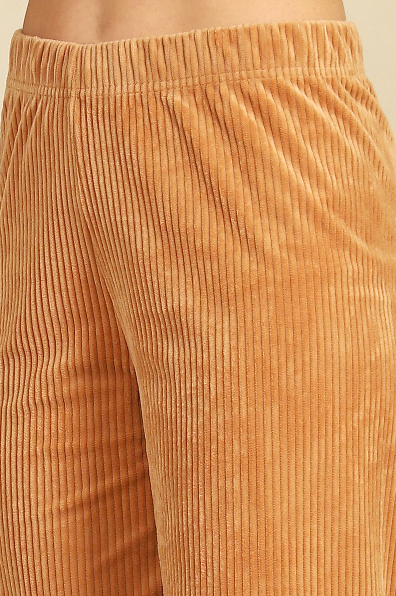 Brown Solid Cotton Blend Straight Trousers &amp; Pants