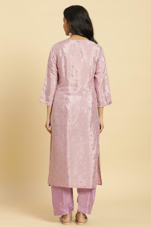 Purple Glitter Printed And Embroidered Kurta