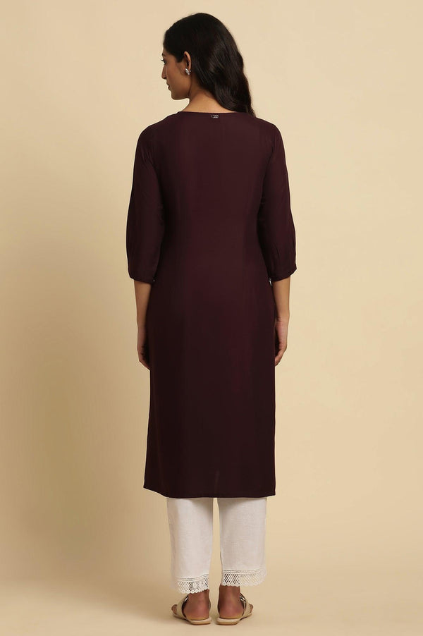 Purple Thread Embroidered Kurta