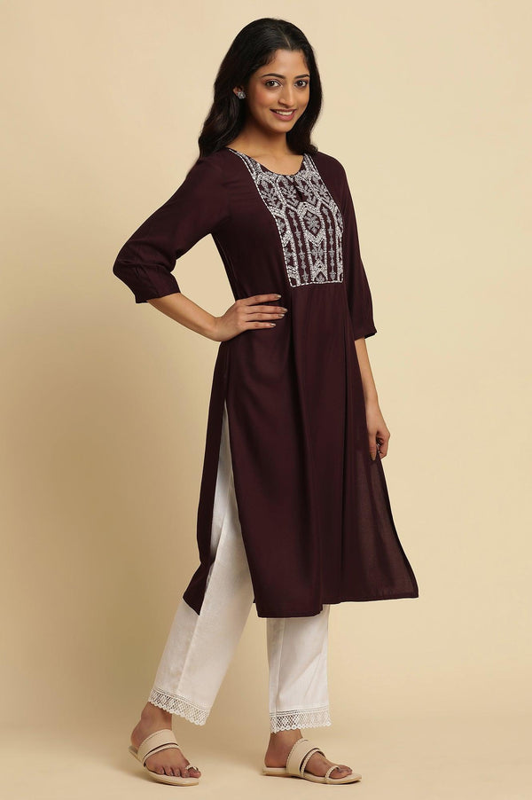 Purple Thread Embroidered Kurta