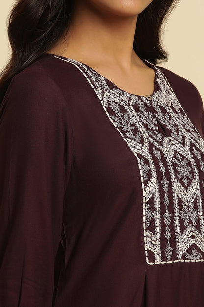 Purple Thread Embroidered Kurta - wforwoman