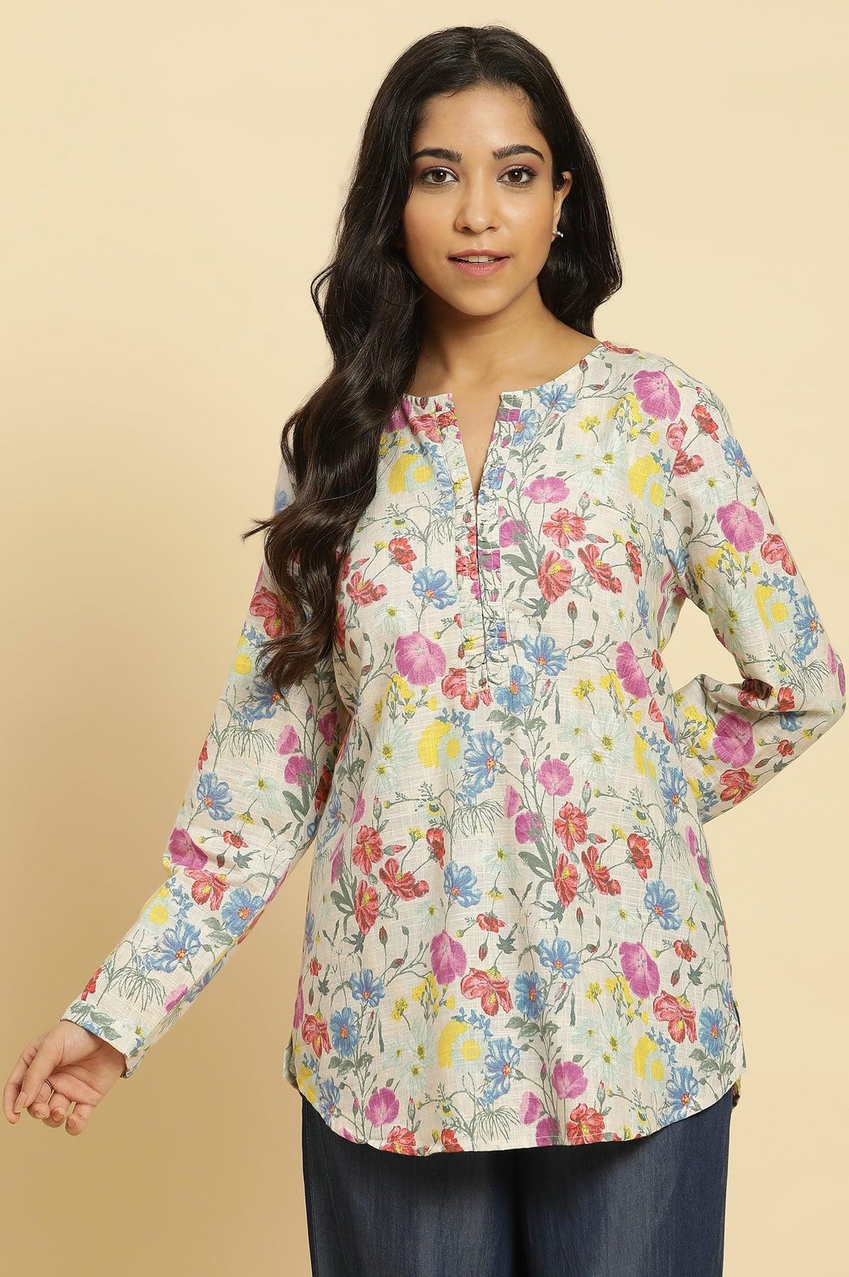 Multi-Coloured Floral Printed Summer Top - XS