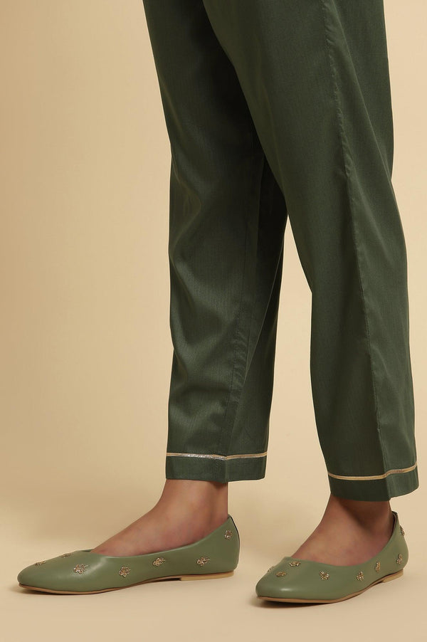Green Metallic Embroidered Kurta And Pants Set