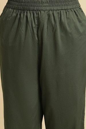 Green Metallic Embroidered Kurta And Pants Set