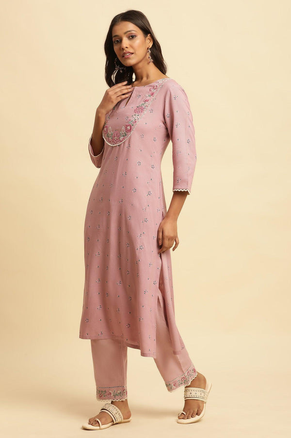 Purple Floral Printed Kurta And Pants Set