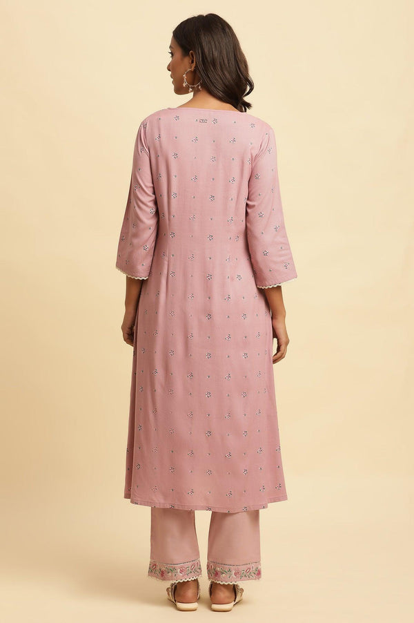 Purple Floral Printed Kurta And Pants Set