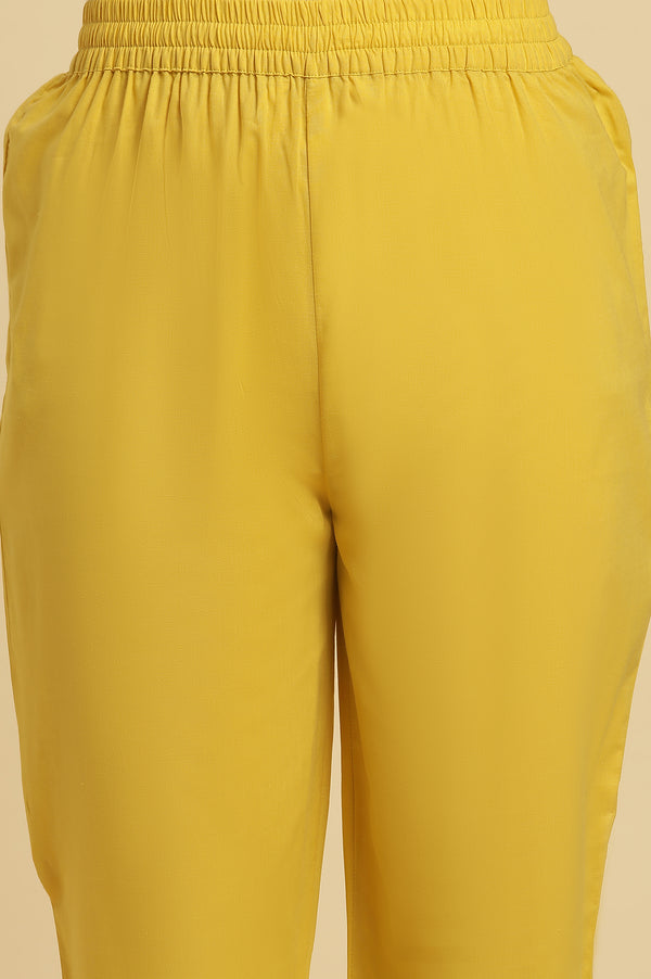 Yellow Floral Printed Flared Kurta And Pants Set