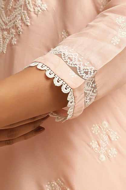 Light Pink Chikankari Embroidery Kurta - wforwoman