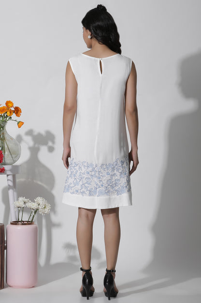 White Sleeveless Embroidered Cotton Western Dress
