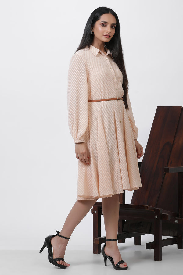 Peach Panelled Short Dress