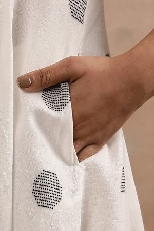 White Yarn Dyed Polka Dot Dress