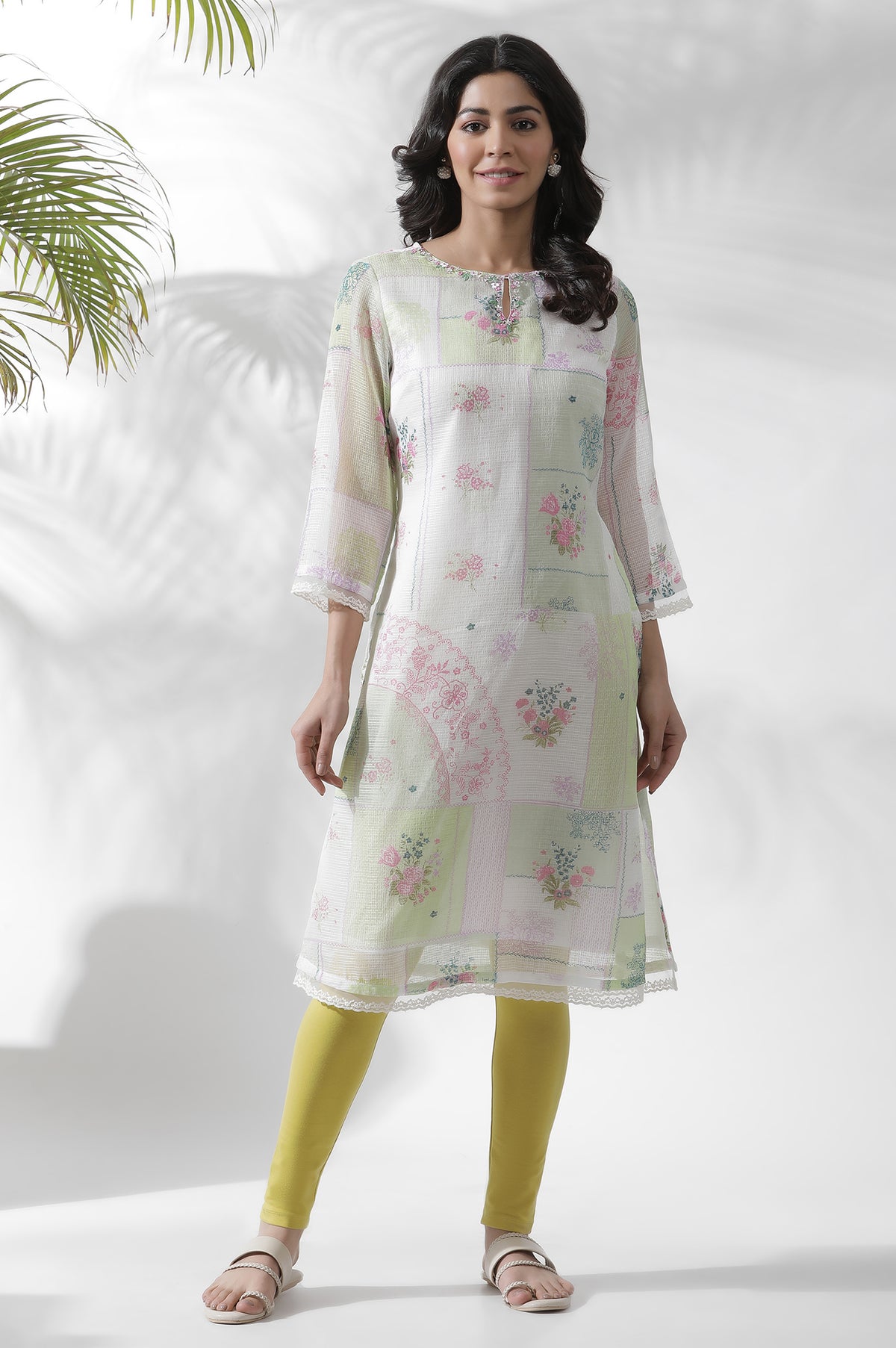 Multi-Coloured A-Line Printed Kota Kurta - XS