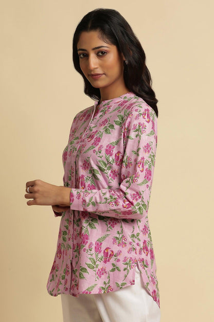 Pink Printed Cotton Shirt - wforwoman