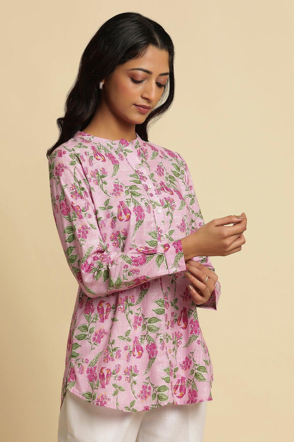 Pink Printed Cotton Shirt