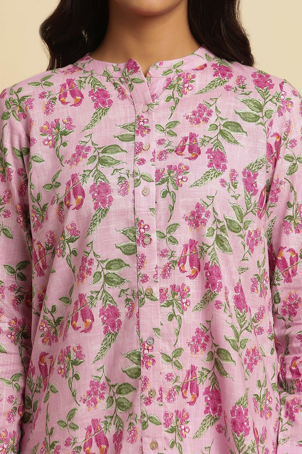 Pink Printed Cotton Shirt
