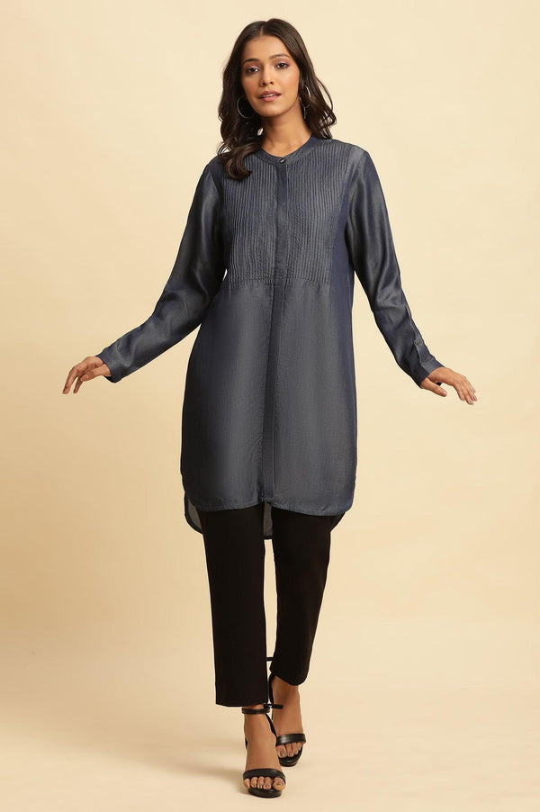 Blue Pintuck Denim Tunic