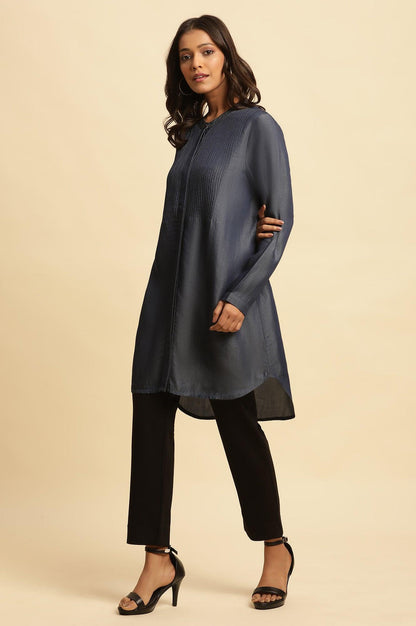 Blue Pintuck Denim Tunic - wforwoman