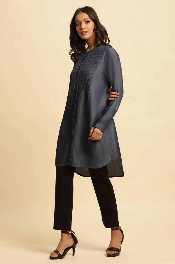 Blue Pintuck Denim Tunic
