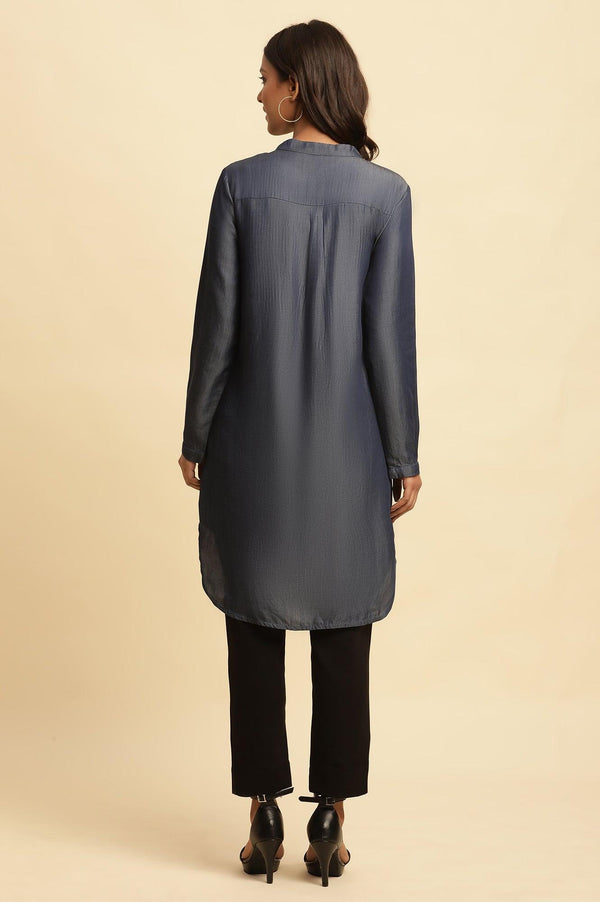 Blue Pintuck Denim Tunic