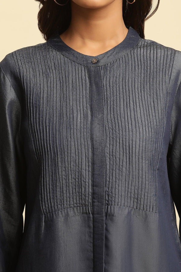 Blue Pintuck Denim Tunic