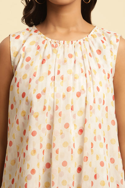 White Polka Dot Printed Layered Top