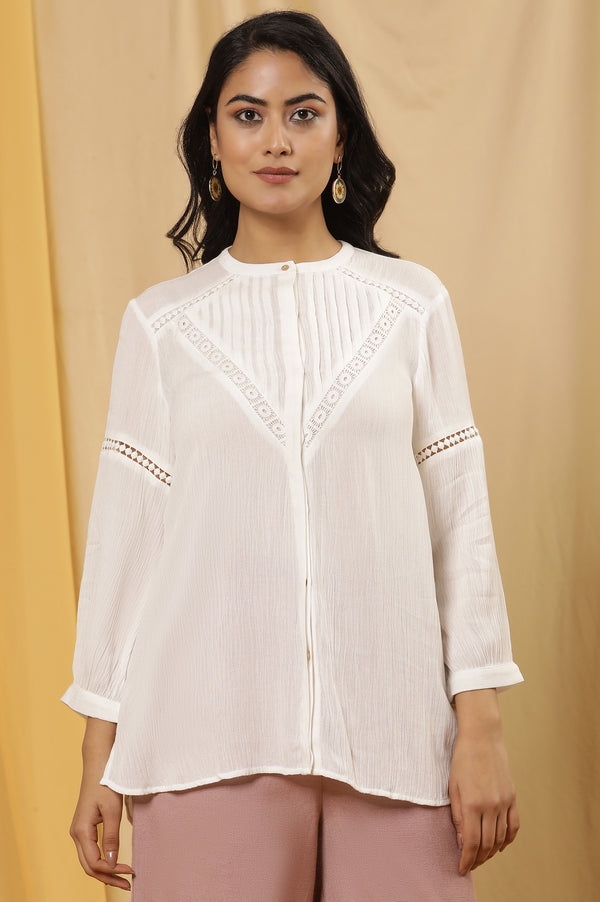 White Button Down Top With Lace