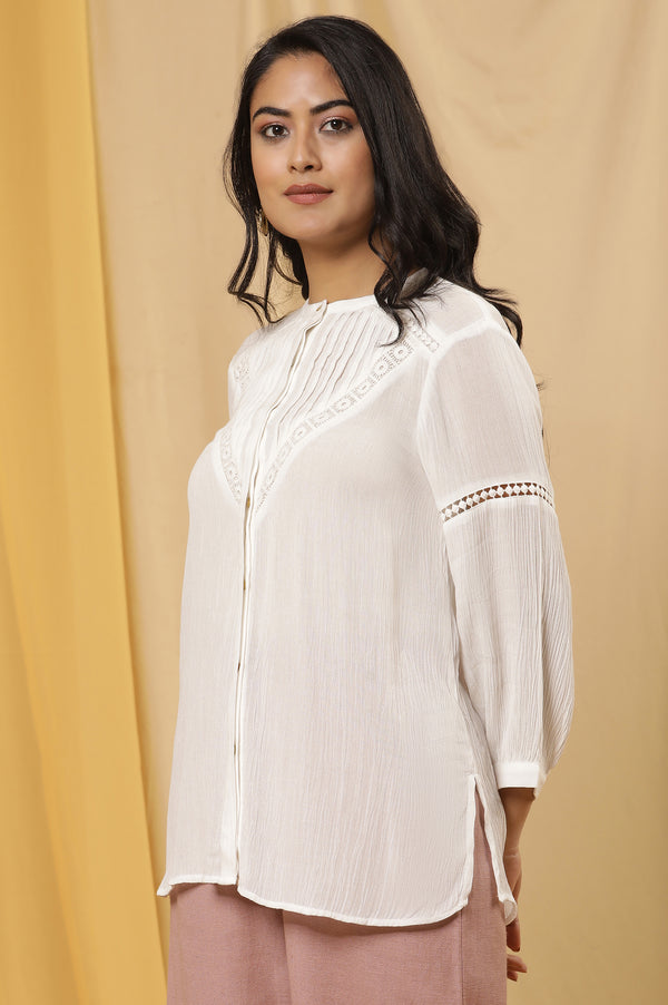 White Button Down Top With Lace