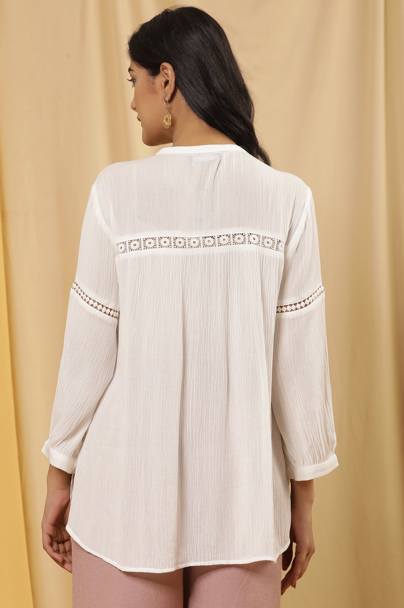 White Button Down Top With Lace