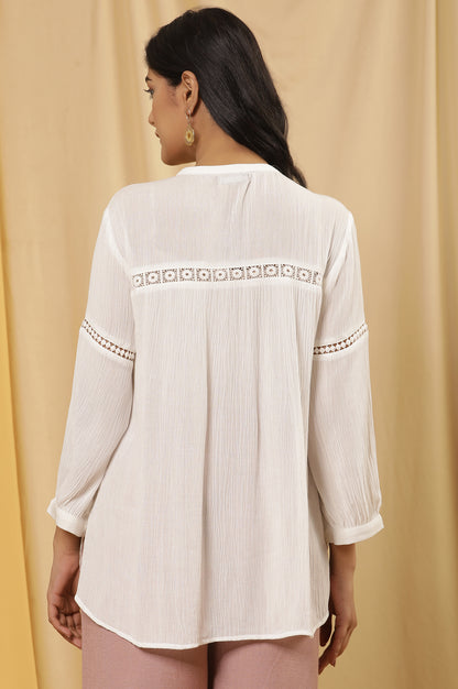 White Button Down Top With Lace