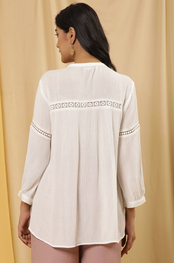 White Button Down Top With Lace