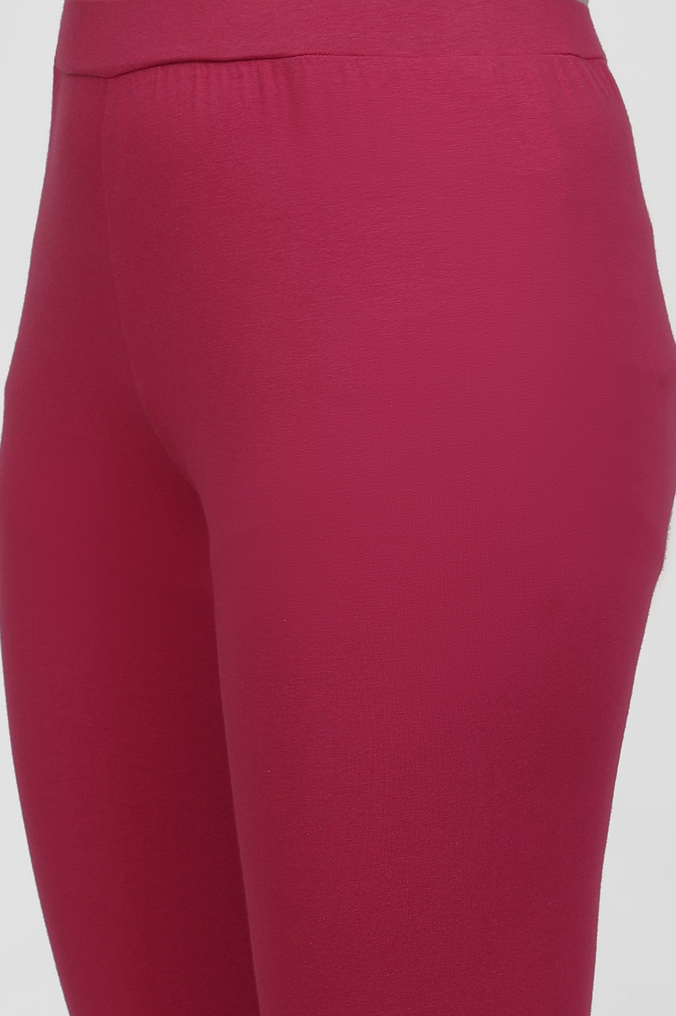 Hot Pink Solid Mid-Rise Tights