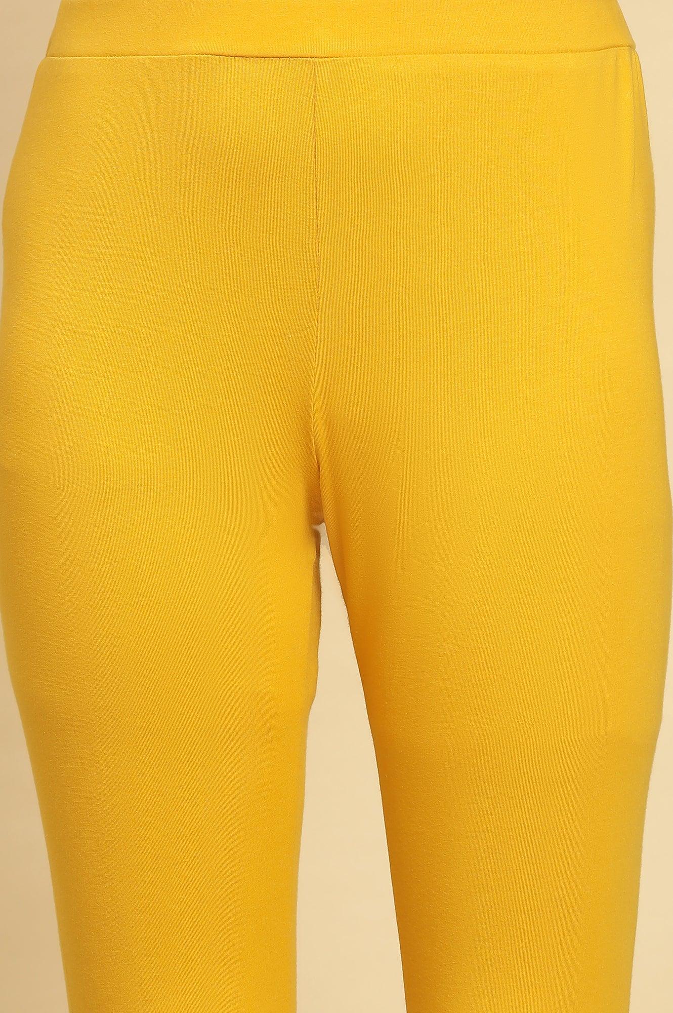 Marigold Yellow Knitted Tights - wforwoman