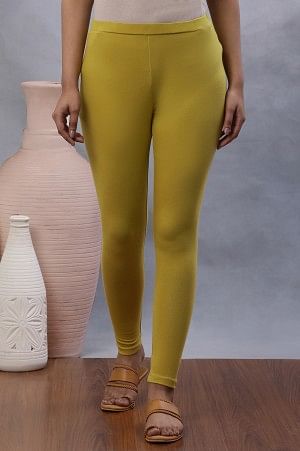Celery Yellow Solid Tights - S