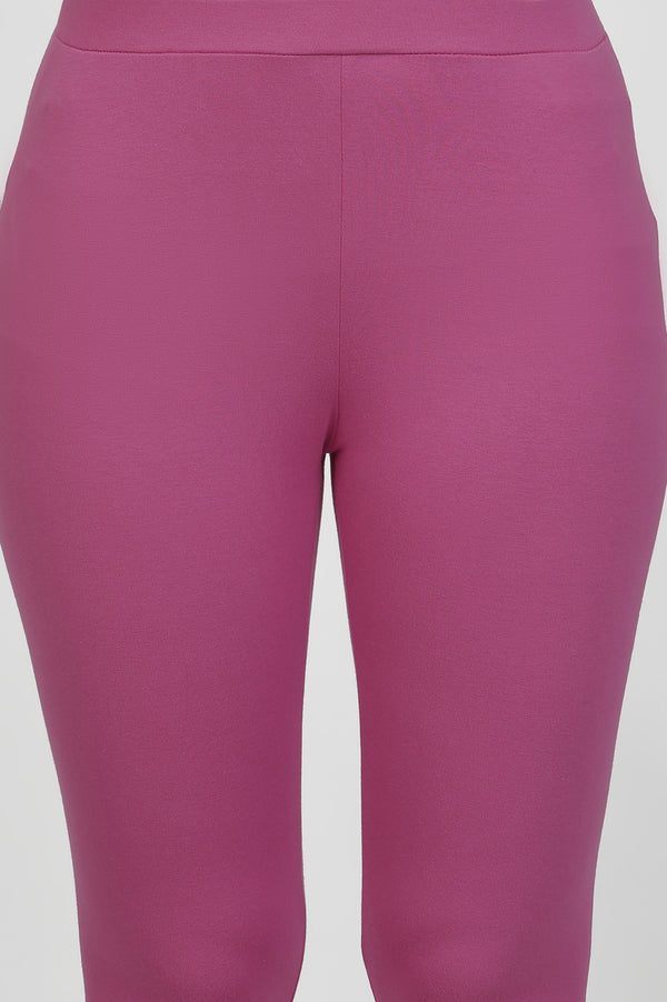 Orchid Pink Solid Mid-Rise Tights