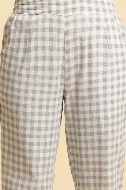 Blue And White Checker Straight Pants - wforwoman