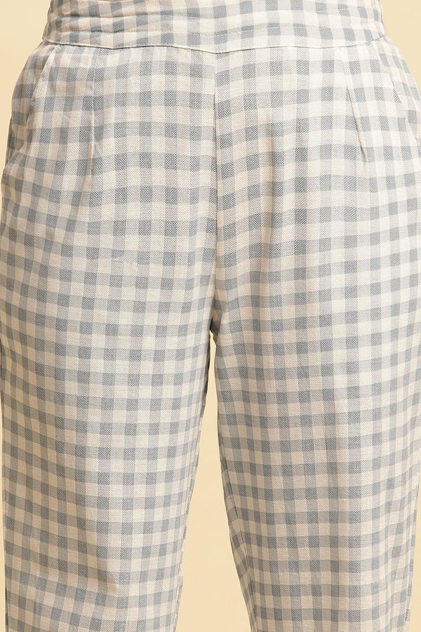 Blue And White Checker Straight Pants