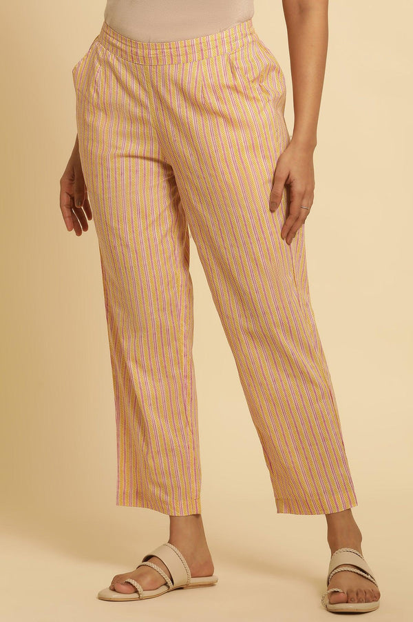 Multi-Coloured Striped Straight Pants