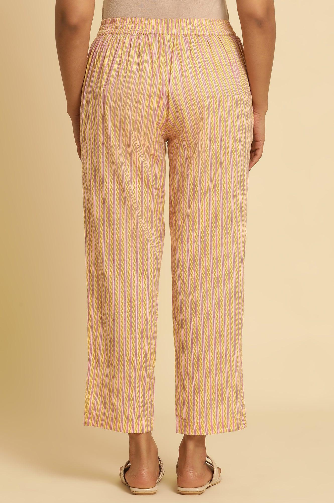 Multi-Coloured Striped Straight Pants - wforwoman