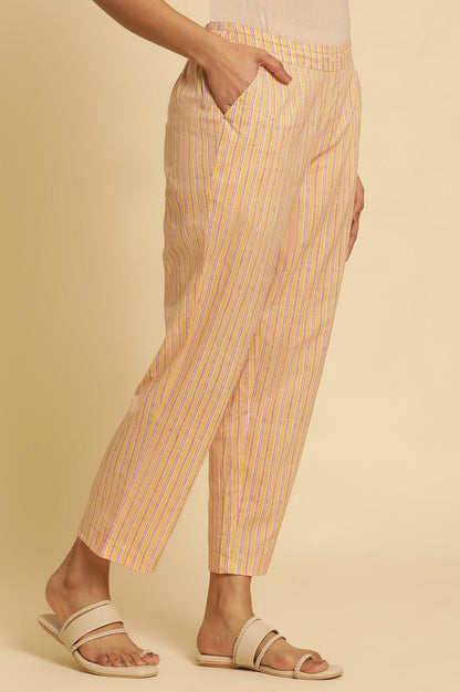 Multi-Coloured Striped Straight Pants - wforwoman