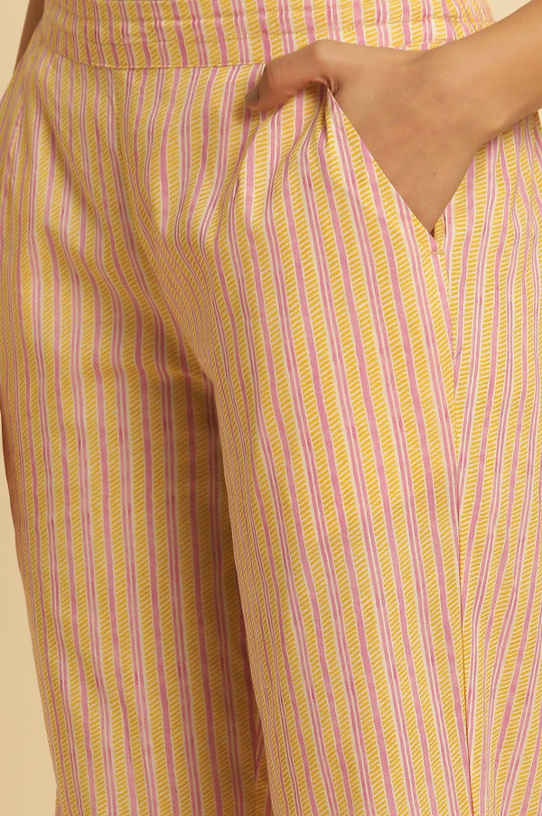 Multi-Coloured Striped Straight Pants
