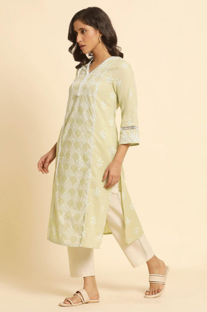 Off-White Cotton Flax Straight Pants - wforwoman