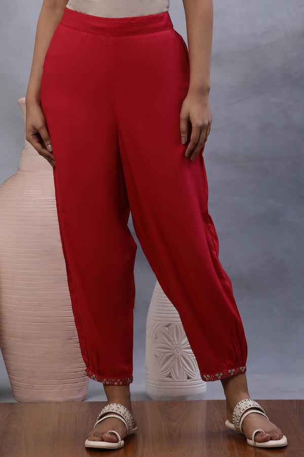 Hot Pink Pants with Embellished Hemline