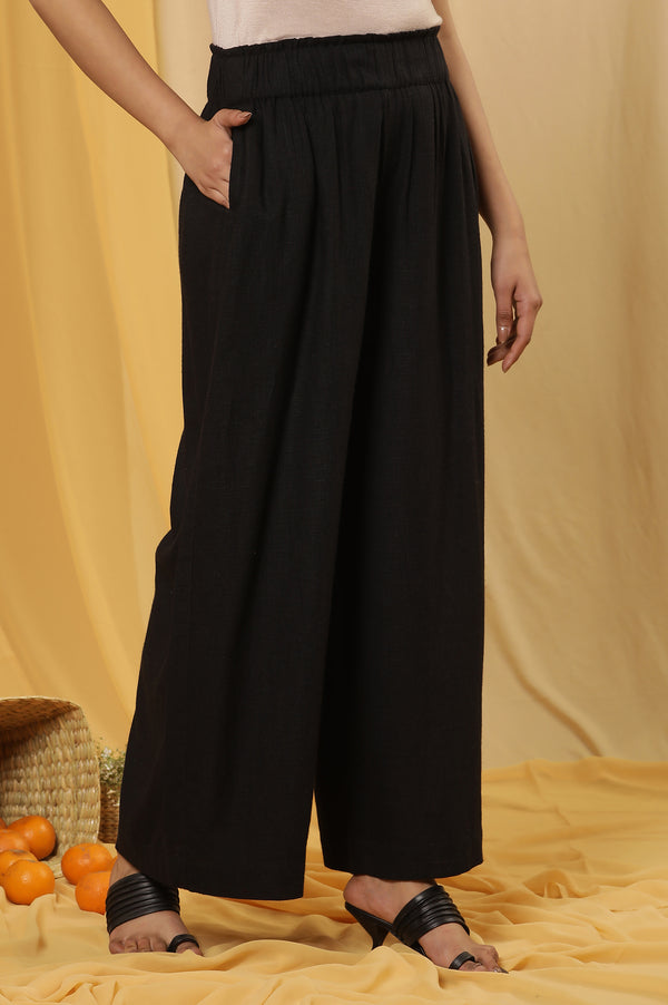 Black Casual Summer Straight Pants