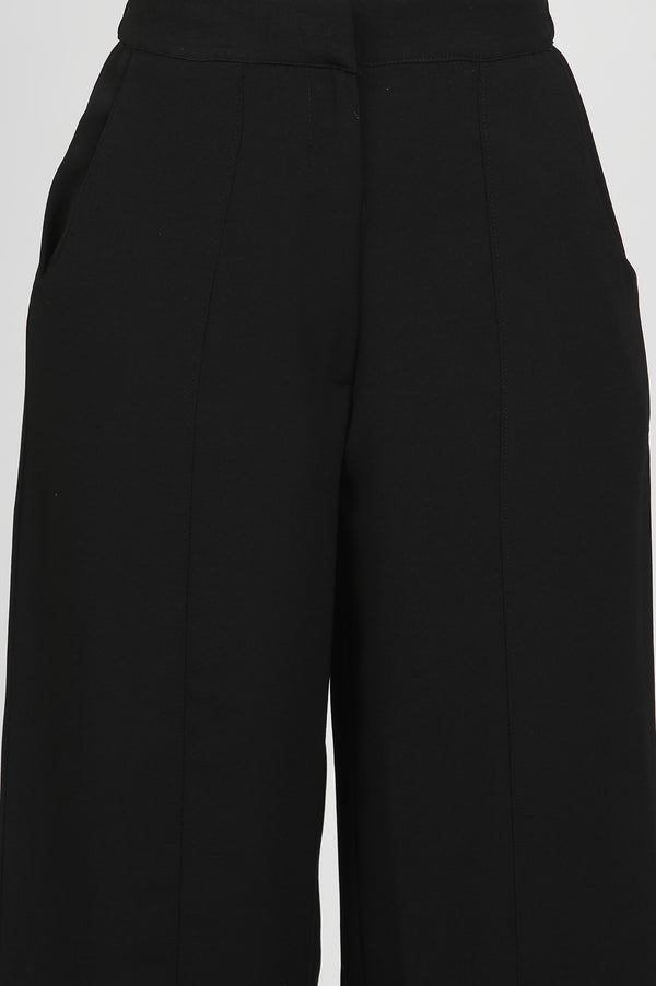 Black Straight Trouser With Front Pintuck