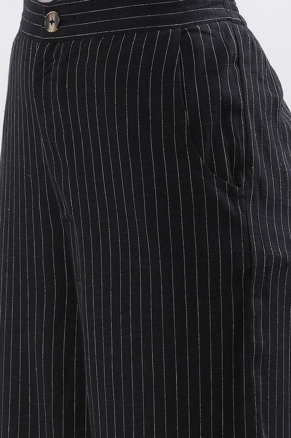 Black Stripe Casual Straight Trouser